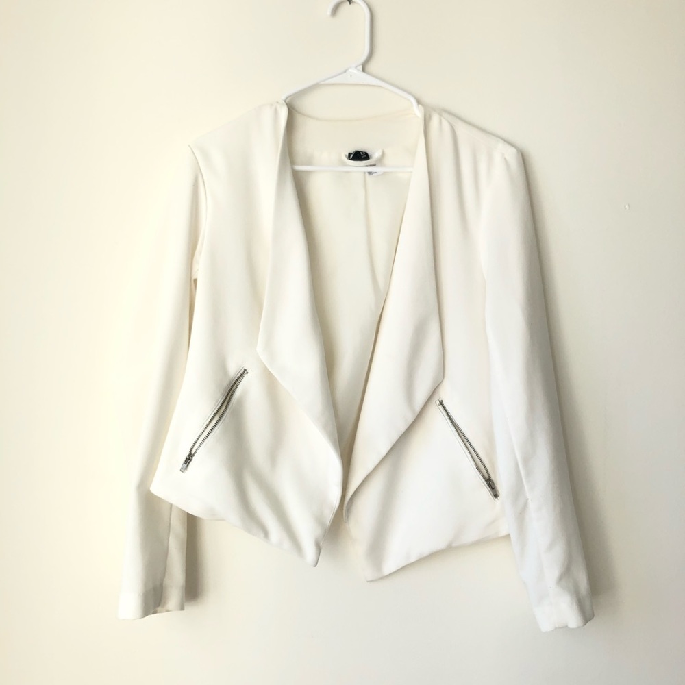 Divided H&M Long Sleeve Drape Open Front Zipper Pocket Dress Blazer 12